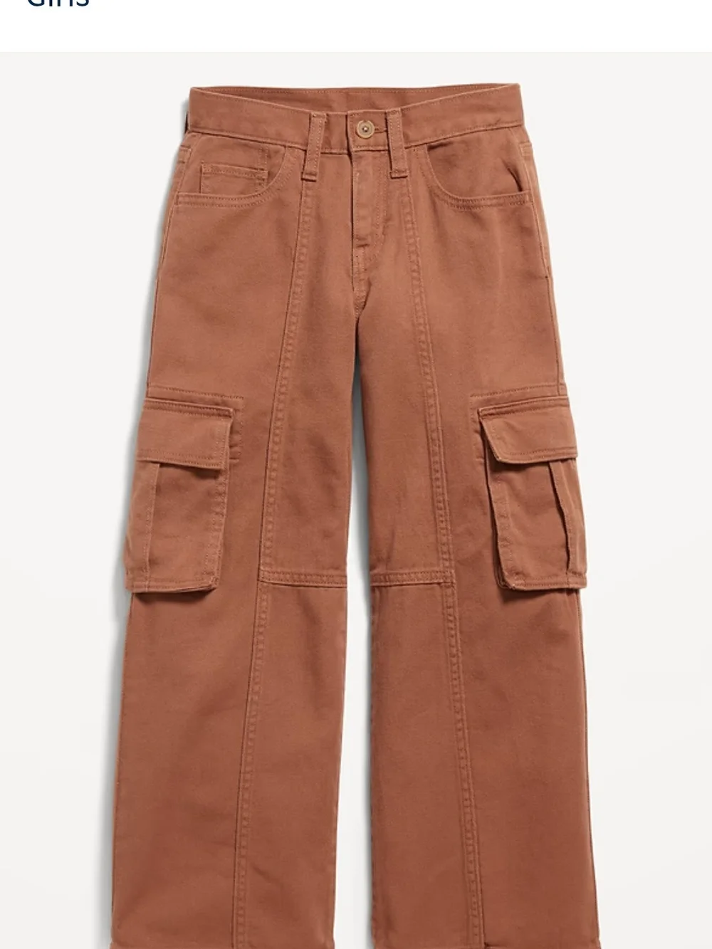 NWT Old Navy Brown Twill Wide-Leg Cargo Pants - Girls